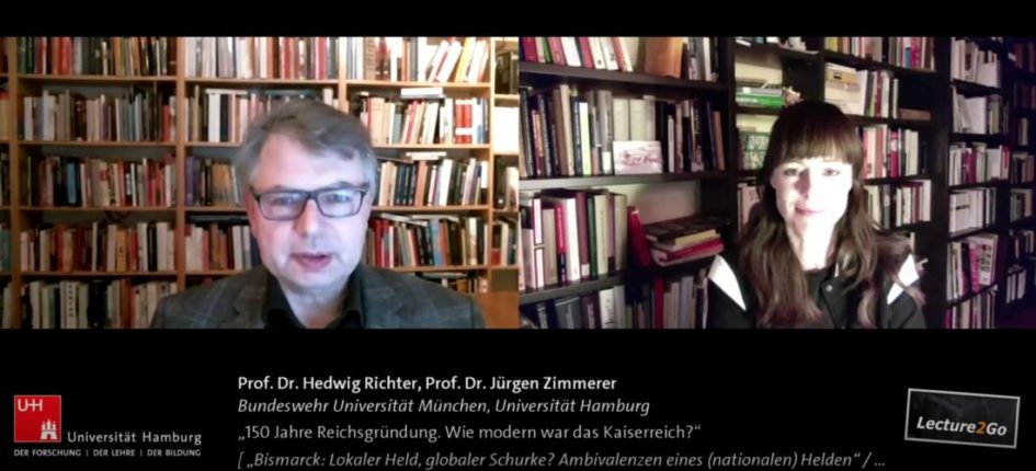Screenshot aus dem Gespräch von Prof. Dr. H. Richter (r.) und Prof. Dr. J. Zimmerer (l.) in der Reihe Bismarck Global