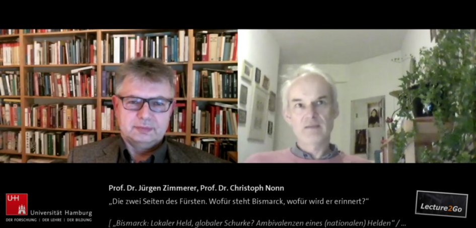 Ein Screenshot aus dem digitalen Gespräch von Prof. Dr. Christoph Nonn (r.) und Prof. Dr. Jürgen Zimmerer